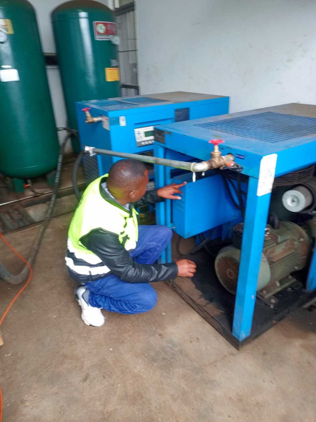 Steam pipe installation and welding work on site