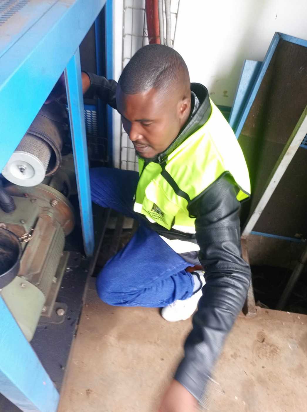 Steam pipe installation and welding work on site