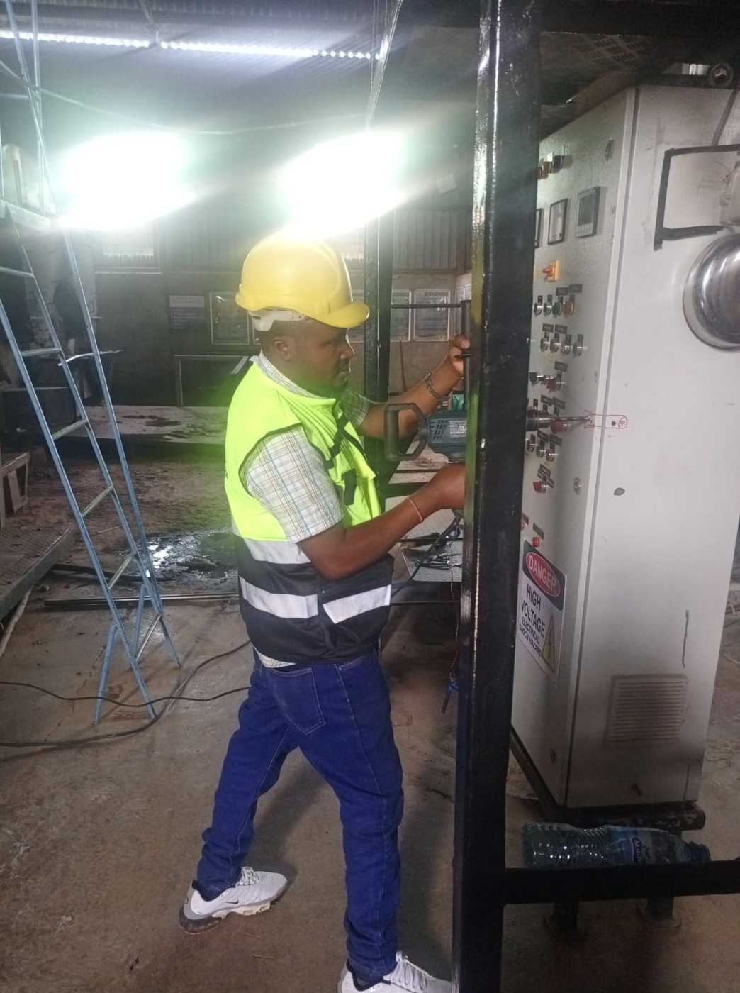 Steam pipe installation and welding work on site