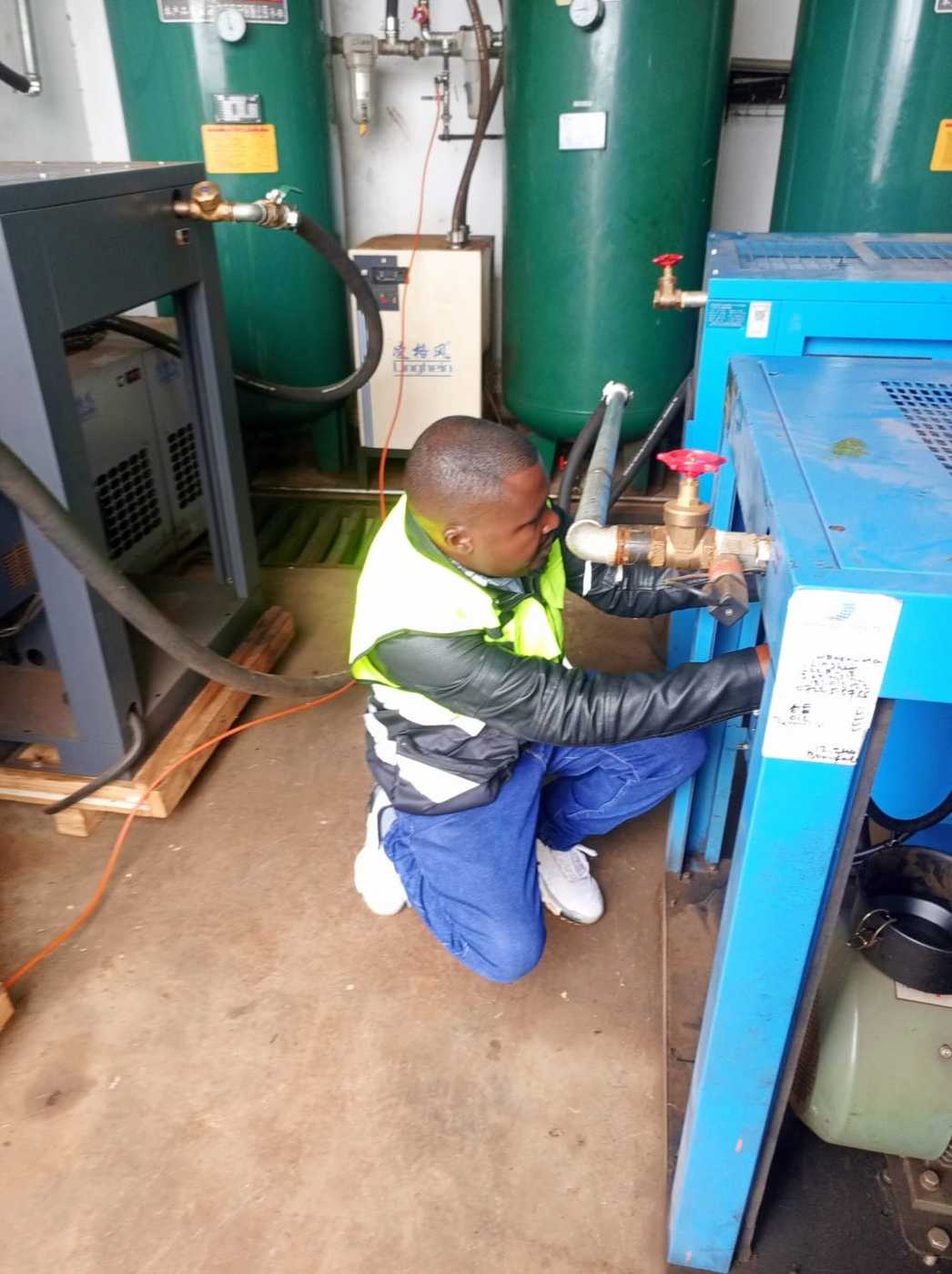 Steam pipe installation and welding work on site