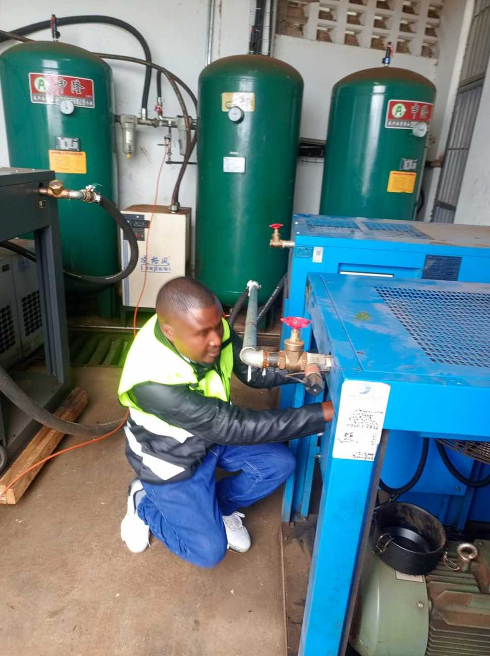 Steam pipe installation and welding work on site