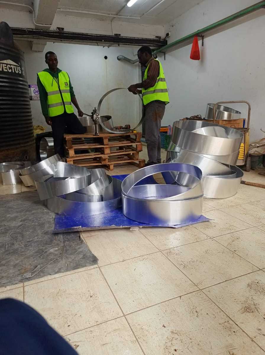 Steam pipe installation and welding work on site