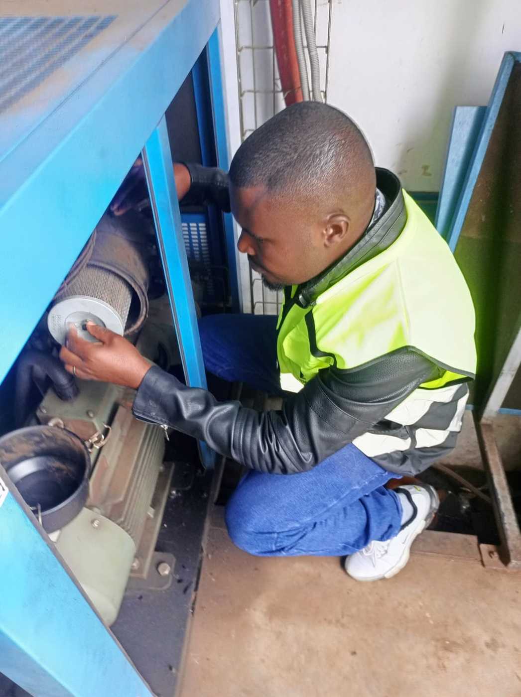 Steam pipe installation and welding work on site