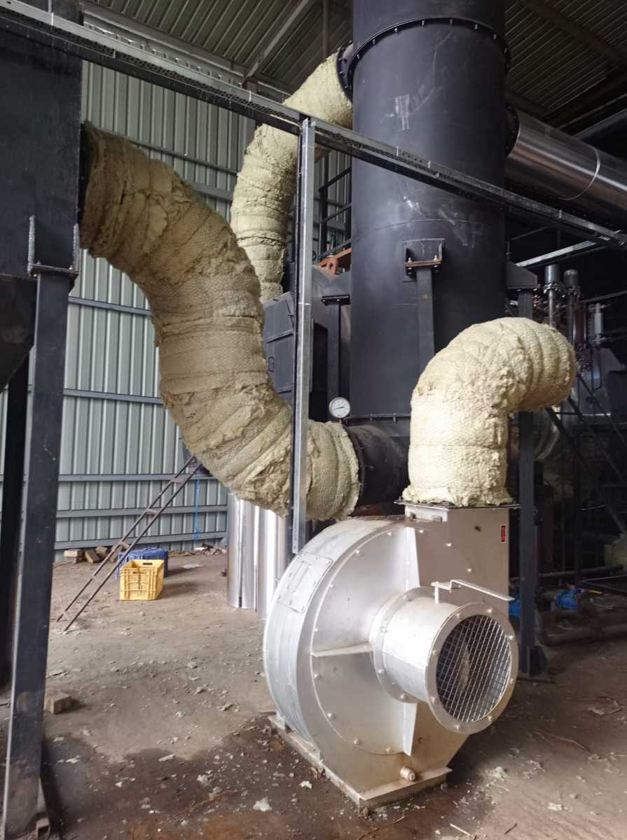 Steam pipe installation and welding work on site