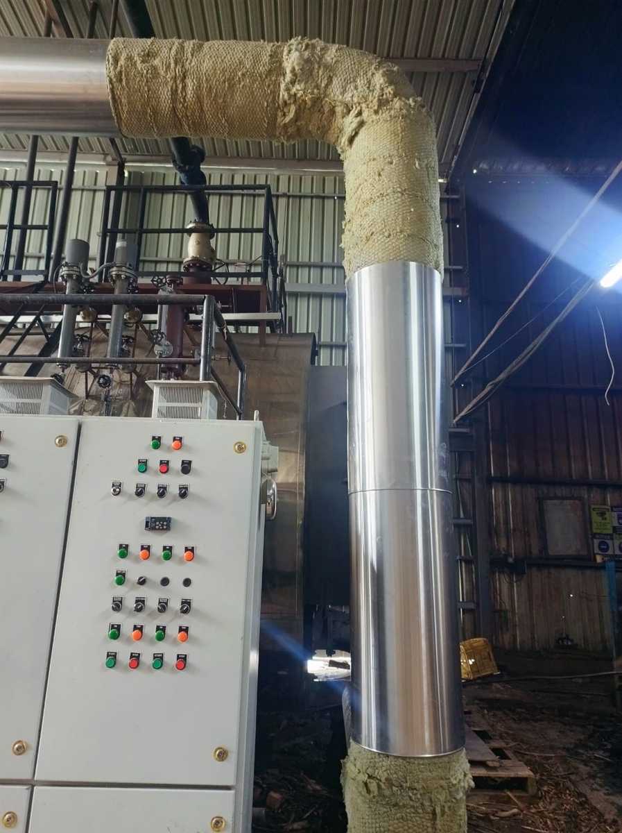 Steam pipe installation and welding work on site