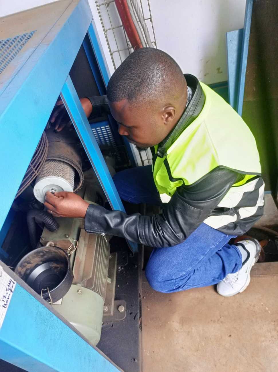 Steam pipe installation and welding work on site