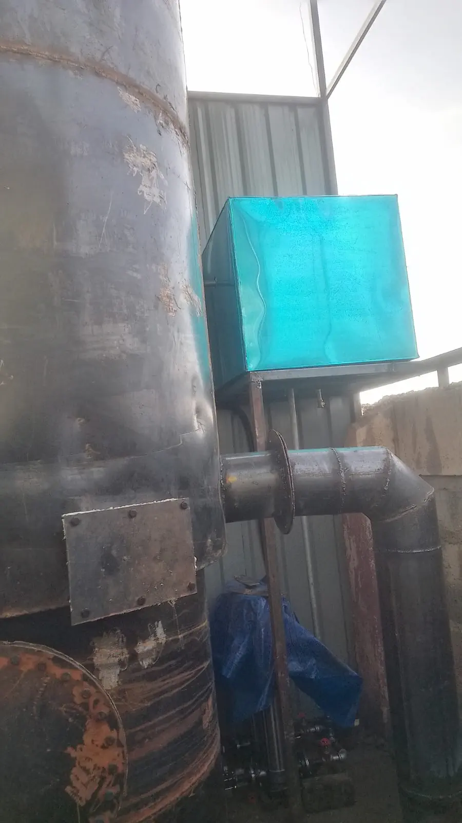 Steam pipe installation and welding work on site