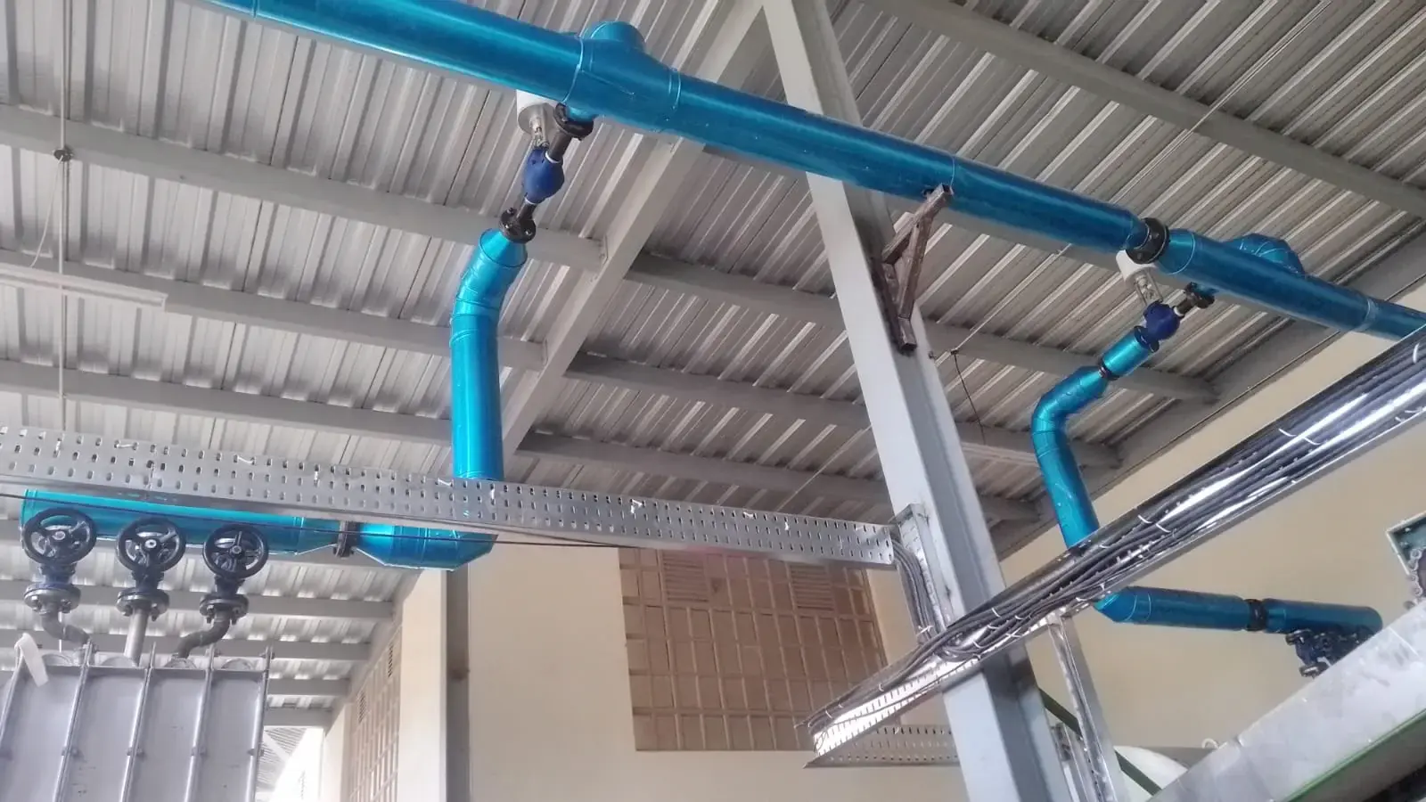 Industrial steam network servicing in progress